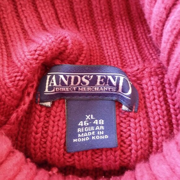 Vintage Men's Lands End Red XL Turtleneck Sweater. 100% Cotton. Comfy Cozy - Picture 3 of 7